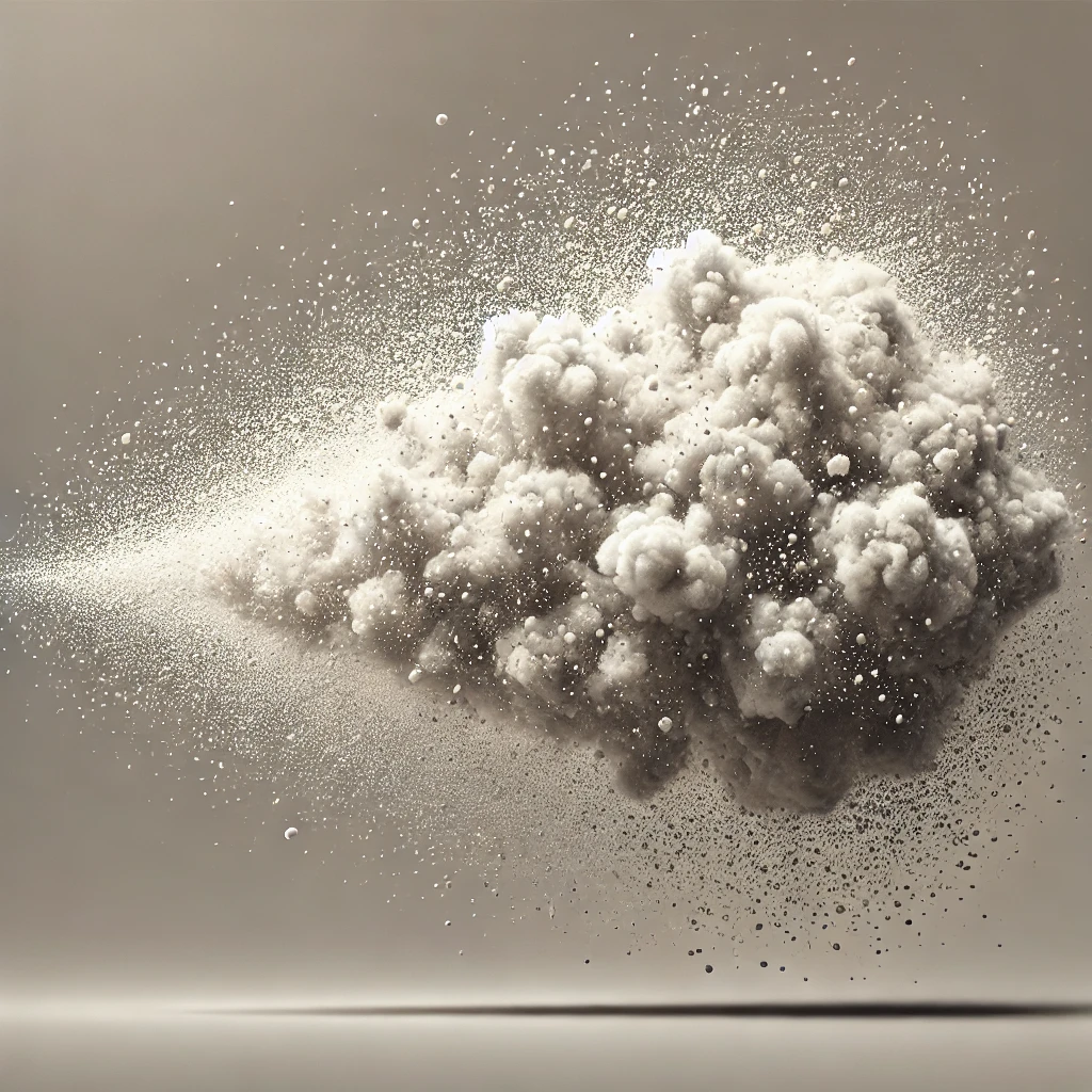 DALL·E 2024 06 29 12.32.40 A detailed and realistic illustration of a sneeze cloud. The image captures the fine mist of droplets being expelled into the air during a sneeze. The